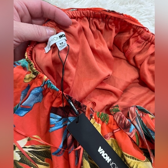 Fashion Nova Kenzie Halter Maxi Dress - Orange/combo - NWT - Size M - Picture 6 of 7